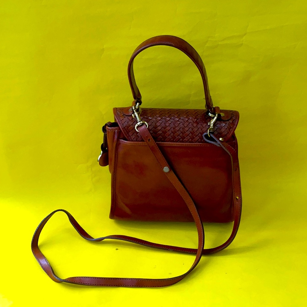 Vintage 80’s reddish brown Brahmin all leather crossbody bag - Picture 8 of 16